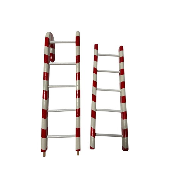 Vintage Elf Doll With Candy Cane Striped Ladder Christmas Decor - Picture 4 of 13